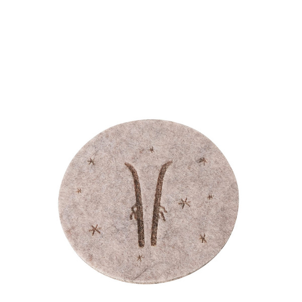Filz Untersetzer Mountains Ski, Ø10cm, beige, 6tlg, Boltze Home Collections