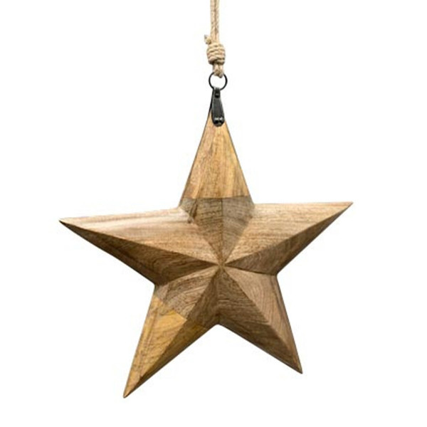 Deko Stern 3D, großer Holzstern, Weihnachtsstern natur, 50cm