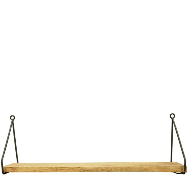 Holz Wandregal Puri, Holzbrett mit Metallbügel, 60x20cm, Metall-Holz