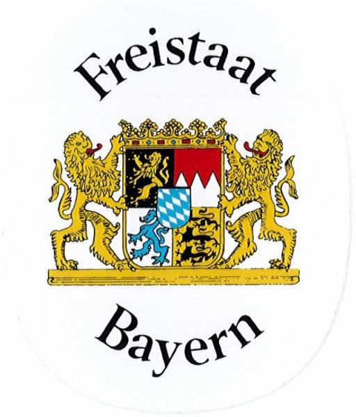 Aufkleber Freistaat Bayern weiß oval 8x9cm