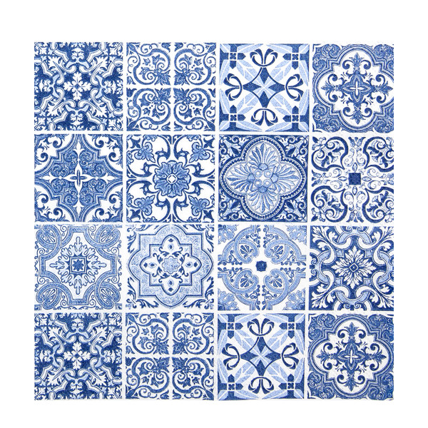 Home Fashion Papierservietten blau-weißes Fliesenmuster, Tiles, 33x33cm