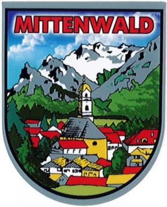 Aufkleber in Wappenform Ort Mittenwald