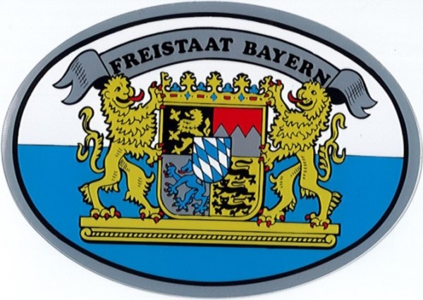 Aufkleber Freistaat Bayern oval 9x13cm