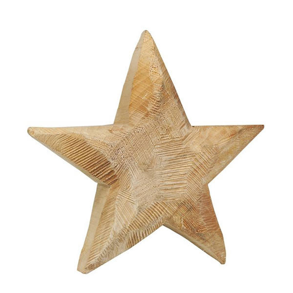Deko Holzstern Natur, Stern sägerau aus Pappelholz, 30cm, WMG Grünberger