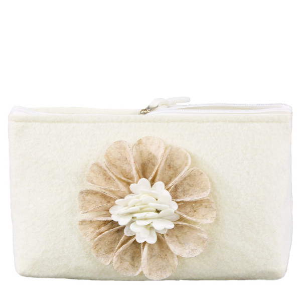 Deko Filztasche mit Blume, Kosmetiktasche mit Filzblume, 20x14cm