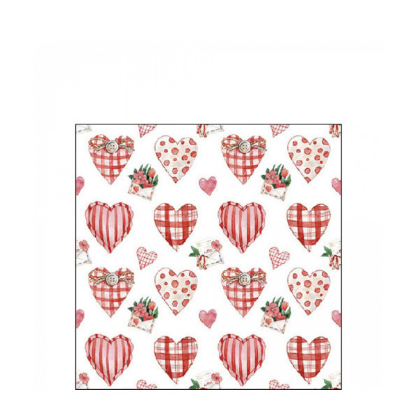 Ambiente Papierservietten Herzen rot, Lovely hearts, 25x25cm