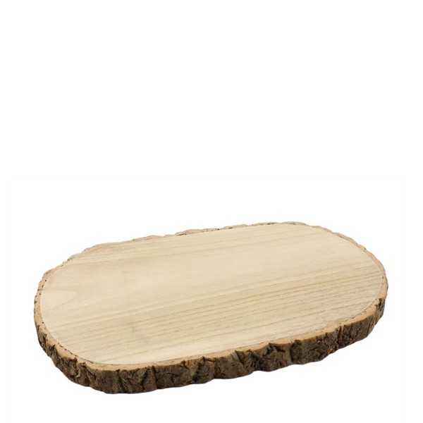 Holzbrett mit Rinde oval 32cm