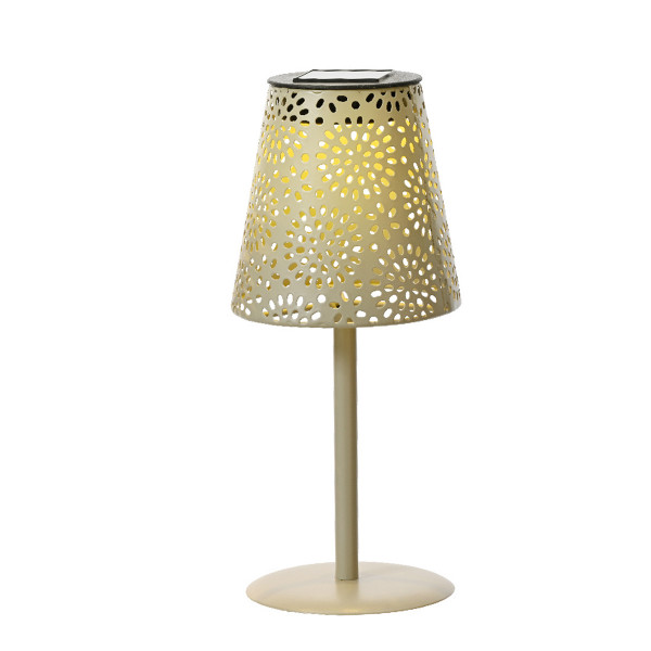 Solar Tischlampe mit Muster durchbrochen, Eisenlampe schlamm, 28cm