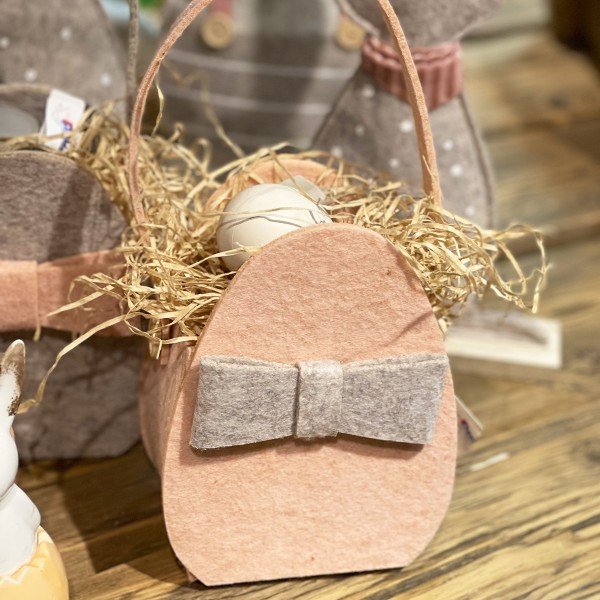 Deko Filztasche Osterei, mit Henkel, aprikot-beige, 18cm
