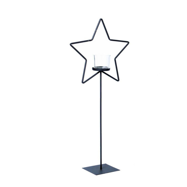 Eisen Windlicht Stern, Weihnachtsstern auf Metallständer, 80cm, WMG Grünberger