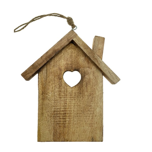Deko Holz Haus mit Herz, 25x21cm, natur, Hänger