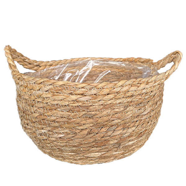 Pflanzkorb Seegras natur, Übertopf mit Henkel natur, 15cm, Naturkorb