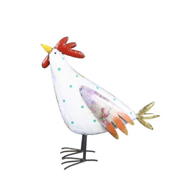 Deko Hahn mit Punkte, 37cm, Metall