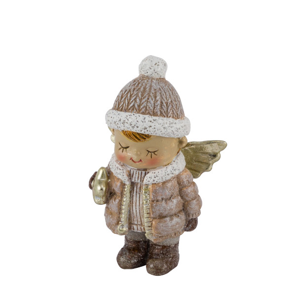 Deko Weihnachtsengel mit Stern, putzige Engel-Junge mit Pudelmütze, 8cm