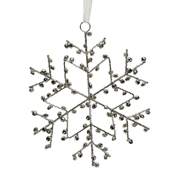 Schneeflocke aus Glöckchen/Schellen silber 20cm zum Hängen