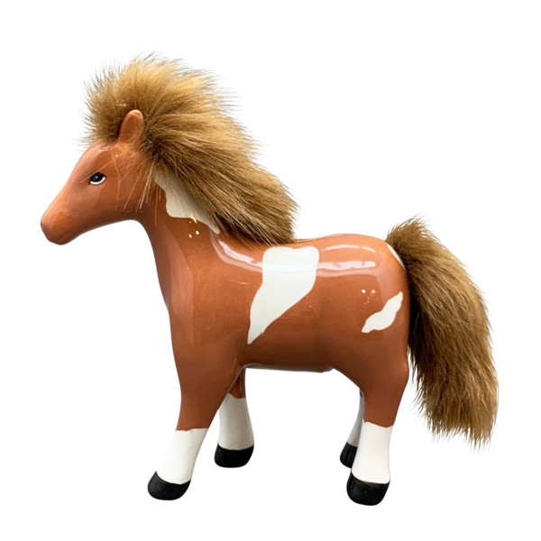 Spardose Pferd used look, Sparschwein Pferd braun-weiß, Keramikspardose