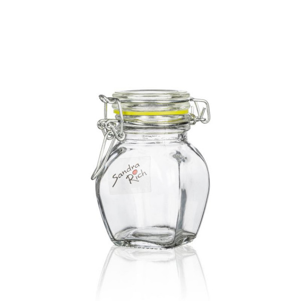 Kleines Vorratsglas mit Bügelverschluß, Mini Einweckglas, Glasbehälter, kantige Form, Sandra Rich
