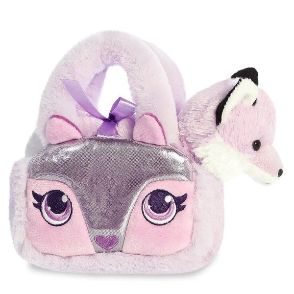 Plüsch Tasche mit Stofftier Fuchs rosa-weiß, Fancy Pals, 20cm, Aurora World