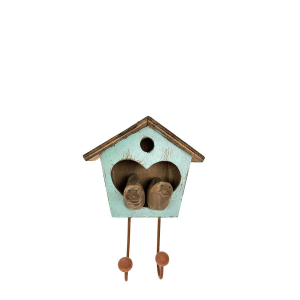 Kleiderhaken Vogelhaus hellblau 17x12cm