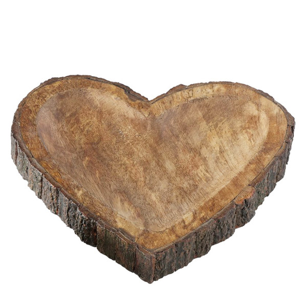 Holzschale Widdo Herzform, Naturholzschale mit Rinde, 20x20cm, Boltze Home Collections