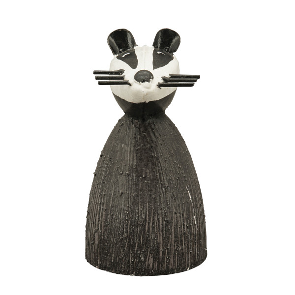 Zaunhocker Waldbewohner Tier Dachs, Metalldachs schwarz-weiß, 12x20cm