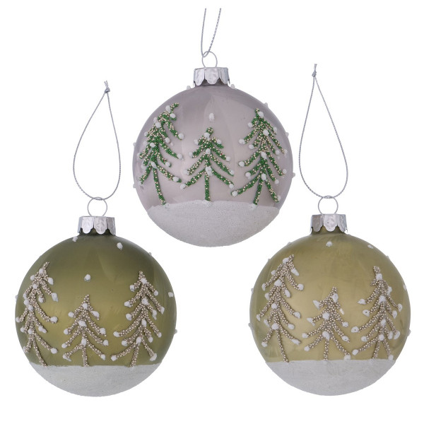 Deko Weihnachtskugeln Tannenbaum Deleo, beschneite und geeiste Perlenbäume, Boltze Home Collection