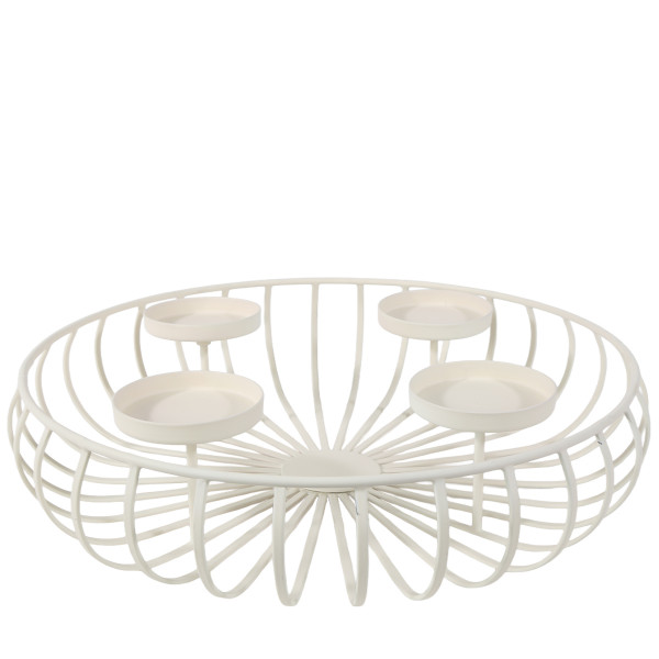 Kerzenhalter Schale, Draht-Advents-Kerzenschale, creme, Ø36cm
