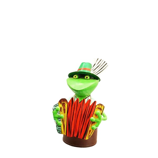 Zaunhocker Frosch Sepp mit Akkordeon 20cm Metall