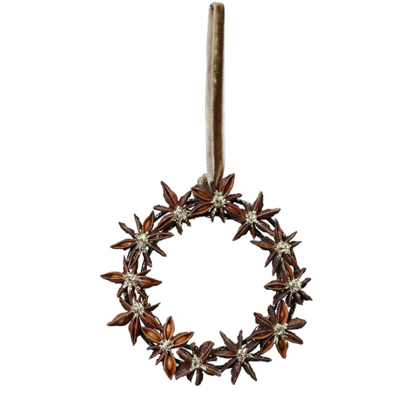Deko Kranz Weihnachten, Kranz aus Zimtsterne natur-gold, Ø10,5cm