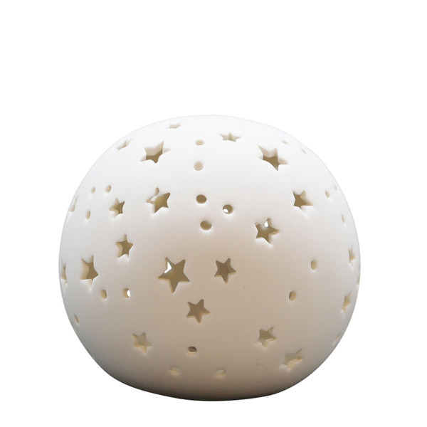 LED Porzellan-Kugellampe mit Sterne, durchscheinend, batteriebetrieb, Timerfunktion, 11cm