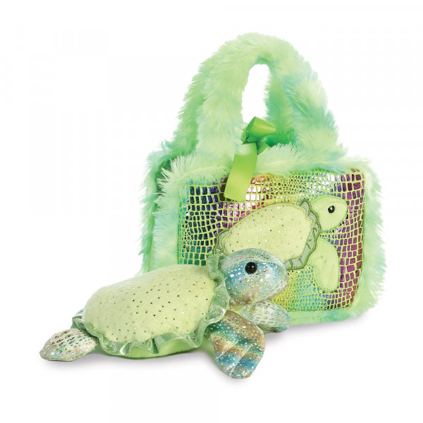 Plüsch Tasche mit Stofftier Schildkröte grün, Fancy Pals, 20cm, Aurora World