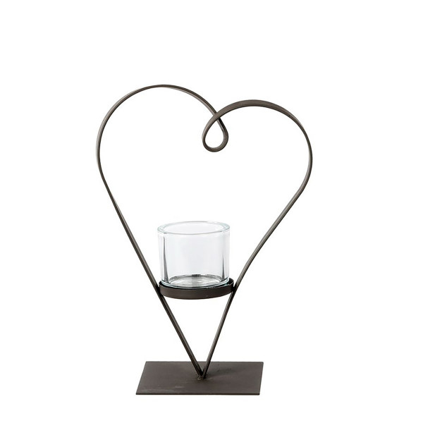 Deko Windlicht Herz Diana, Metallherz auf Fuß, 25x25cm, WMG Grünberger