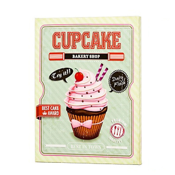 Deko Leinwandbild Kuchen, Retrodesign Cupcake, hellgrün, 30x40cm