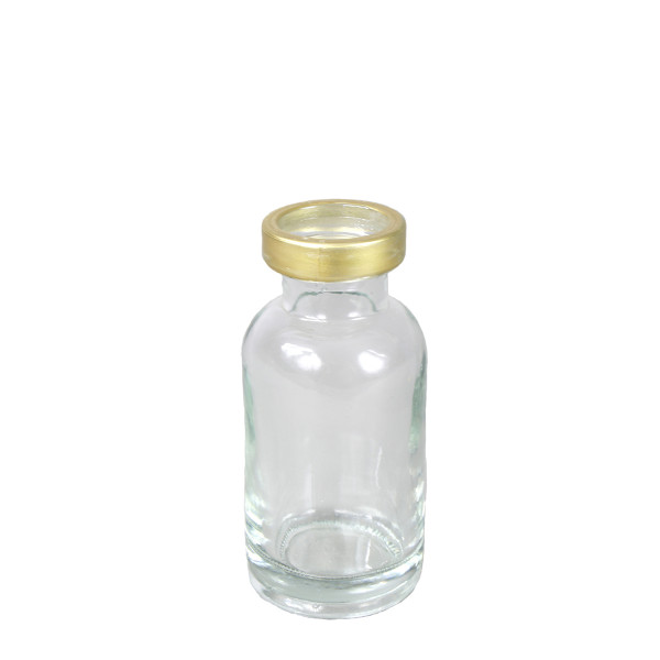 Deko Blumenvase, runde Vase klar mit Goldrand, 5x11cm