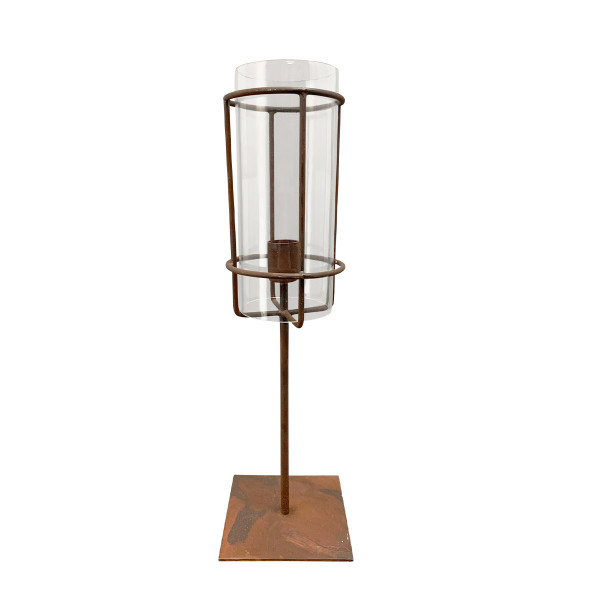Deko Kerzenhalter Teal Rost, Rost Windlicht für Stabkerzen, 35cm