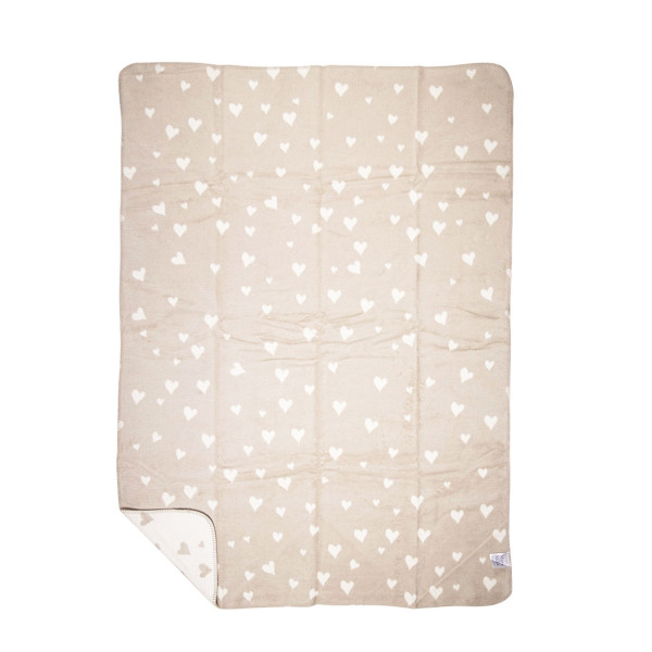 Fleecedecke Herz, Wendedecke mit kleinen und großen Herzen, creme-beige, 130x180cm, Mars &amp; More
