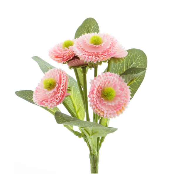 Kunstblume Bellis rosa, Bellisstrauß mit 6 Blüten, 20cm