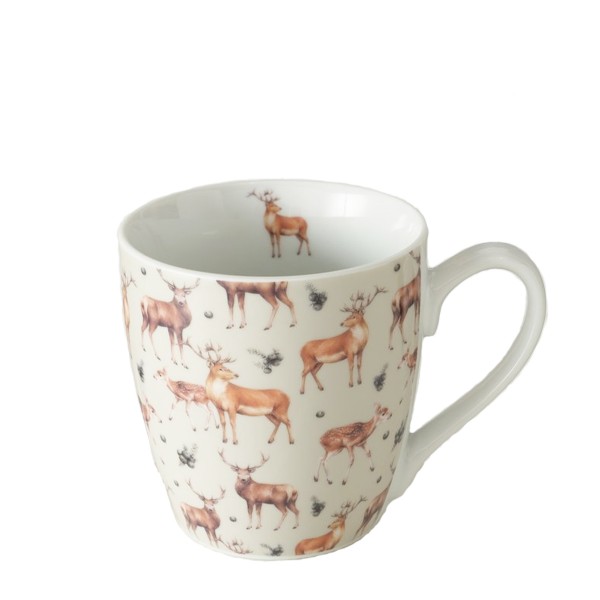 Jumbobecher Henry Hirschmotiv beige 14x10cm, Boltze