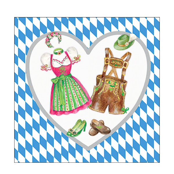Ambiente Papierservietten Bayerische Tracht, Dirndl und Lederhose, Lunch, 33x33cm