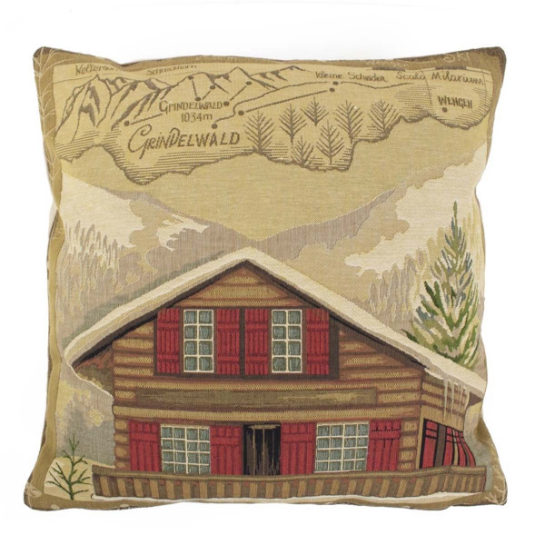 Gobelin Kissen Berghütte, Chalet Grindelwald, 45x45cm, Mars &amp; More