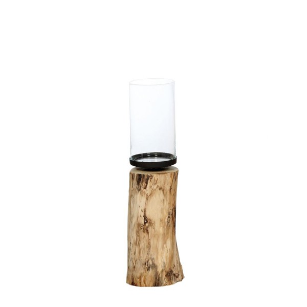 Holz Windlicht, Baumstamm, Eiche natur, 90cm, WMG Grünberger