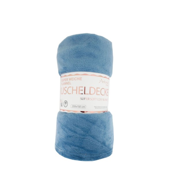 Flanell Decke, einfarbig - eisblau