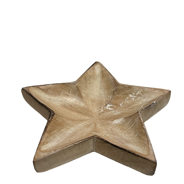 Deko Holzschale Weihnachtsstern, Holzstern used look, Plätzchenteller, Ø15cm