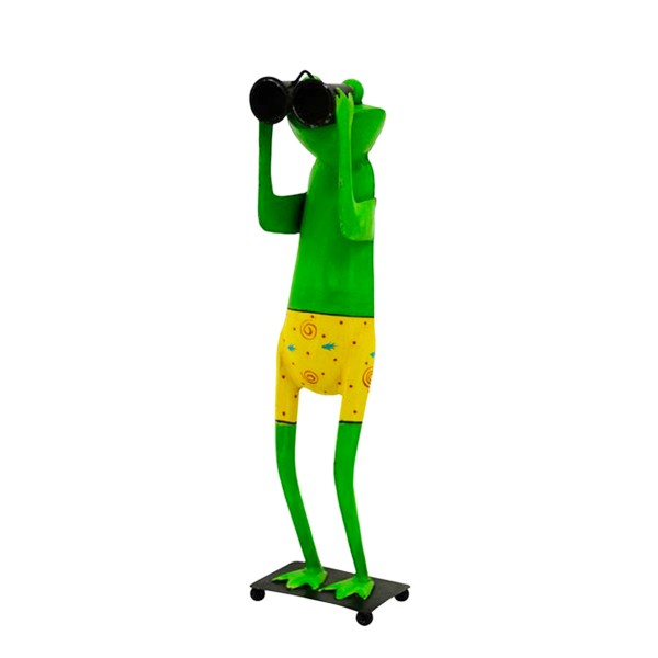 Deko Frosch, Spanner mit Fernglas, 37x125cm, Metall