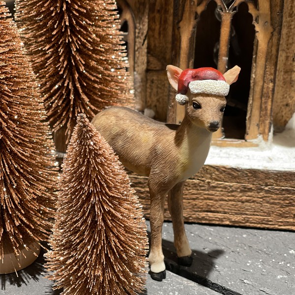Reh mit Weihnachtsmütze 11cm, Gilde
