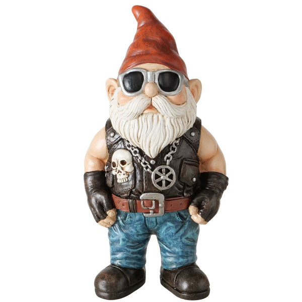 Deko Gartenzwerg Rocker, Biker Manne, 27cm, Boltze Home Collections