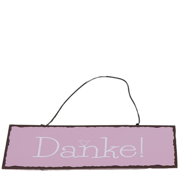 Deko Schild Danke, pink, Metall, 15x5cm, Hänger