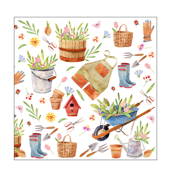 Ambiente Papierservietten Gartenarbeit, Happy Gardening, 33x33cm