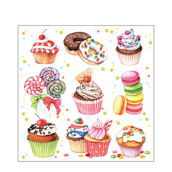 Ambiente Papierservietten Kuchen und Süßigkeiten, Sweets, 33x33cm