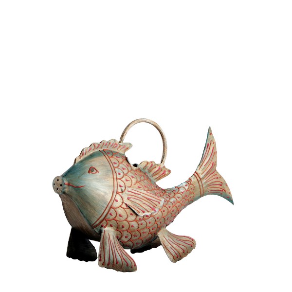 Deko Gießkanne Fisch, Kanu, Metall, 41cm